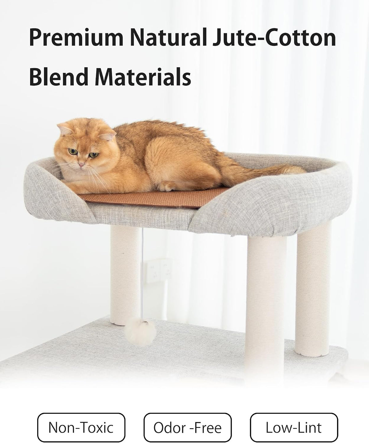 37.5" Cat Tree Tower for Large & Senior Cats, Low-Step Design – Essentials for Cats - Light Grey 37.4'' - image 4