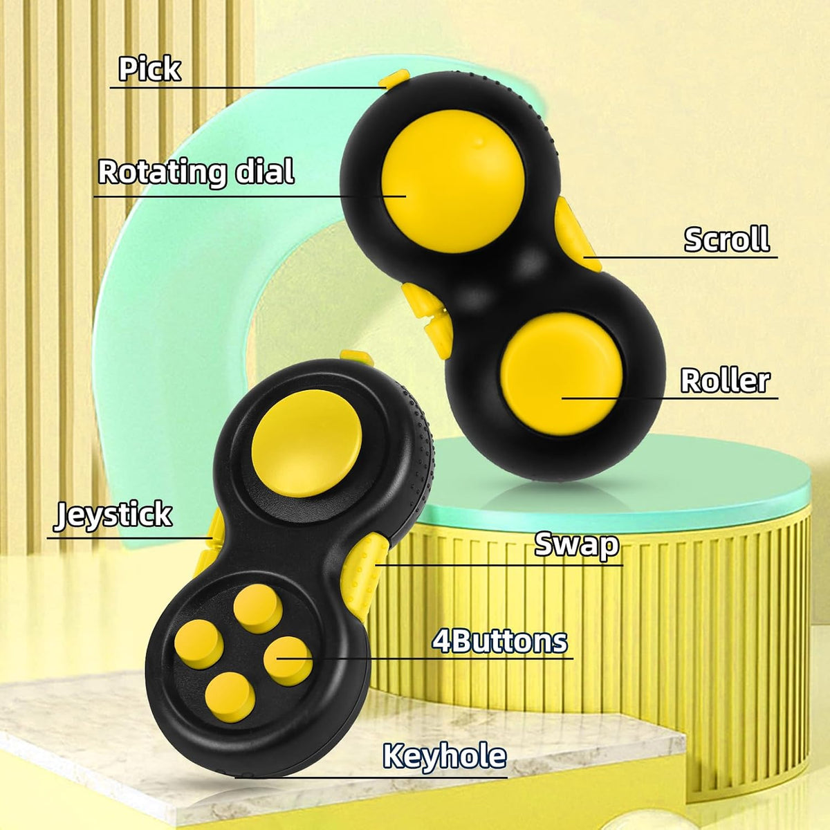 Original Fidget Toy Game, Rubberized Classical Controller – Fun for Kids & Family - 1 / Yellow Style - image 2