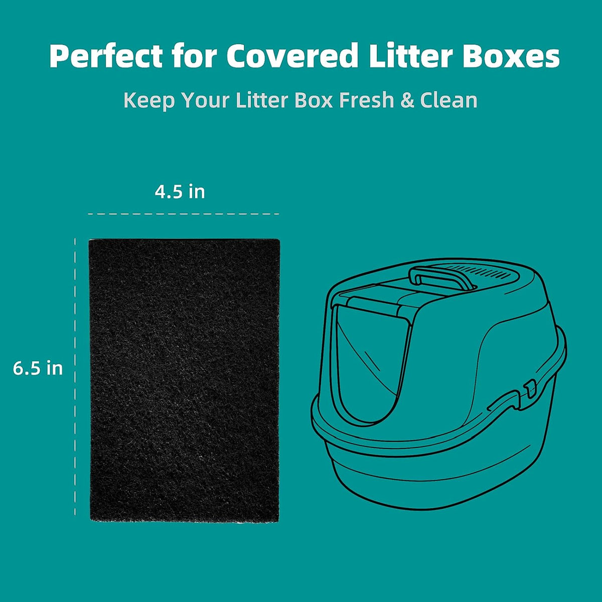 10-Pack 4.5" x 6.5" Carbon Filter Pads for Covered Cat Litter Boxes - Vn Filters - image 3