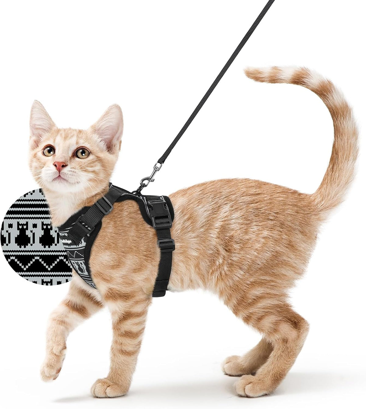 rabbitgoo Cat Harness and Leash Set, Escape Proof Vest - S / Pixel Tabby
