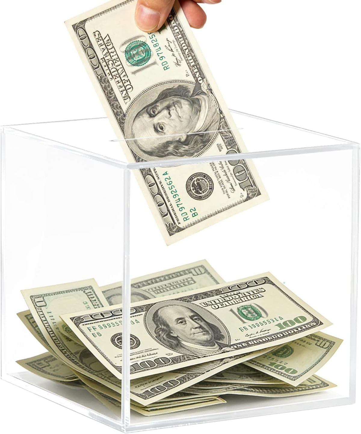 Clear Piggy Bank for Adults/Kids - Clear-cube / Small