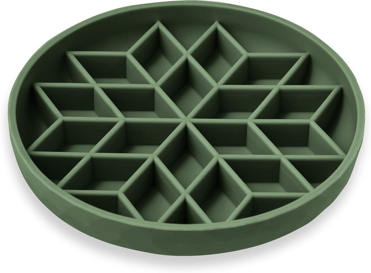 OHMO Slow Feeder Dog Bowl, 5.9" Lick Mat for Dogs, Tree of Life - Camo Green / Diamond-M(7.3“)