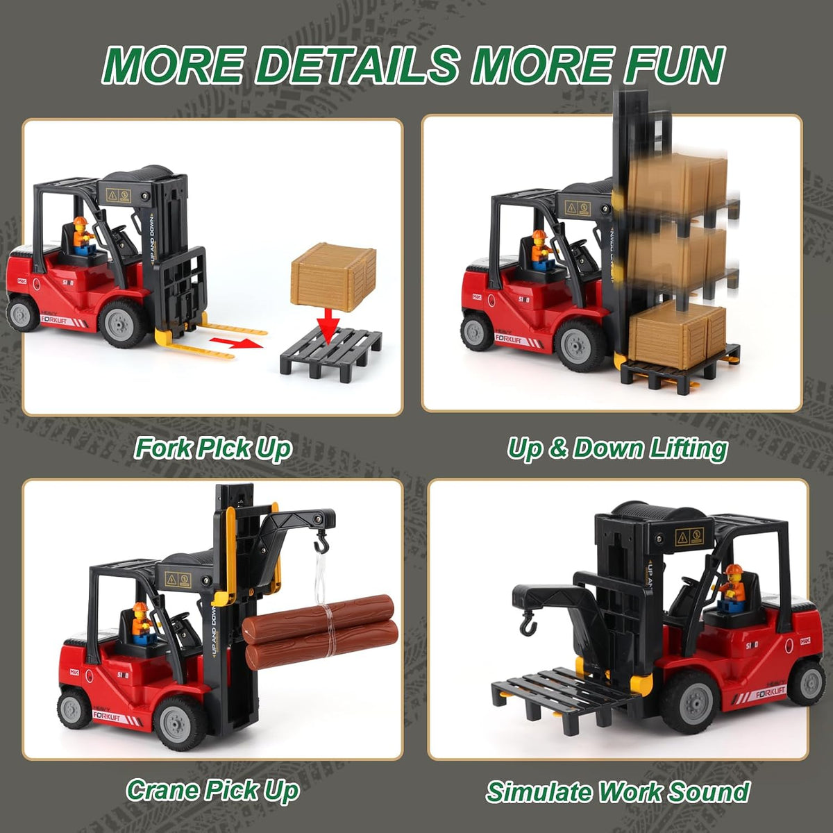 1:24 RC Forklift for Kids - Forklift&cranes(red) - image 3