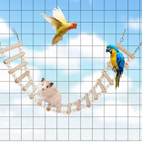 Rat Ladder Bridge Toy, Rat Climbing Toys, Natural Wooden Hamster Ladder Bridge Toy, Cage Accessories for Bird Parrots Parakeets Hamster Cockatiels Sugar Gliders - 18 Steps - 25.98 x 3.14 Inch