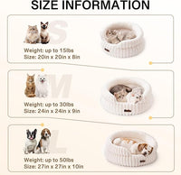 MEWOOFUN Washable Small Dog Bed, Cat Beds for Indoor Cats with Anti-Slip Bottom, Round Pet Bed for Puppy and Kitten (Beige, 24"x24"x9")