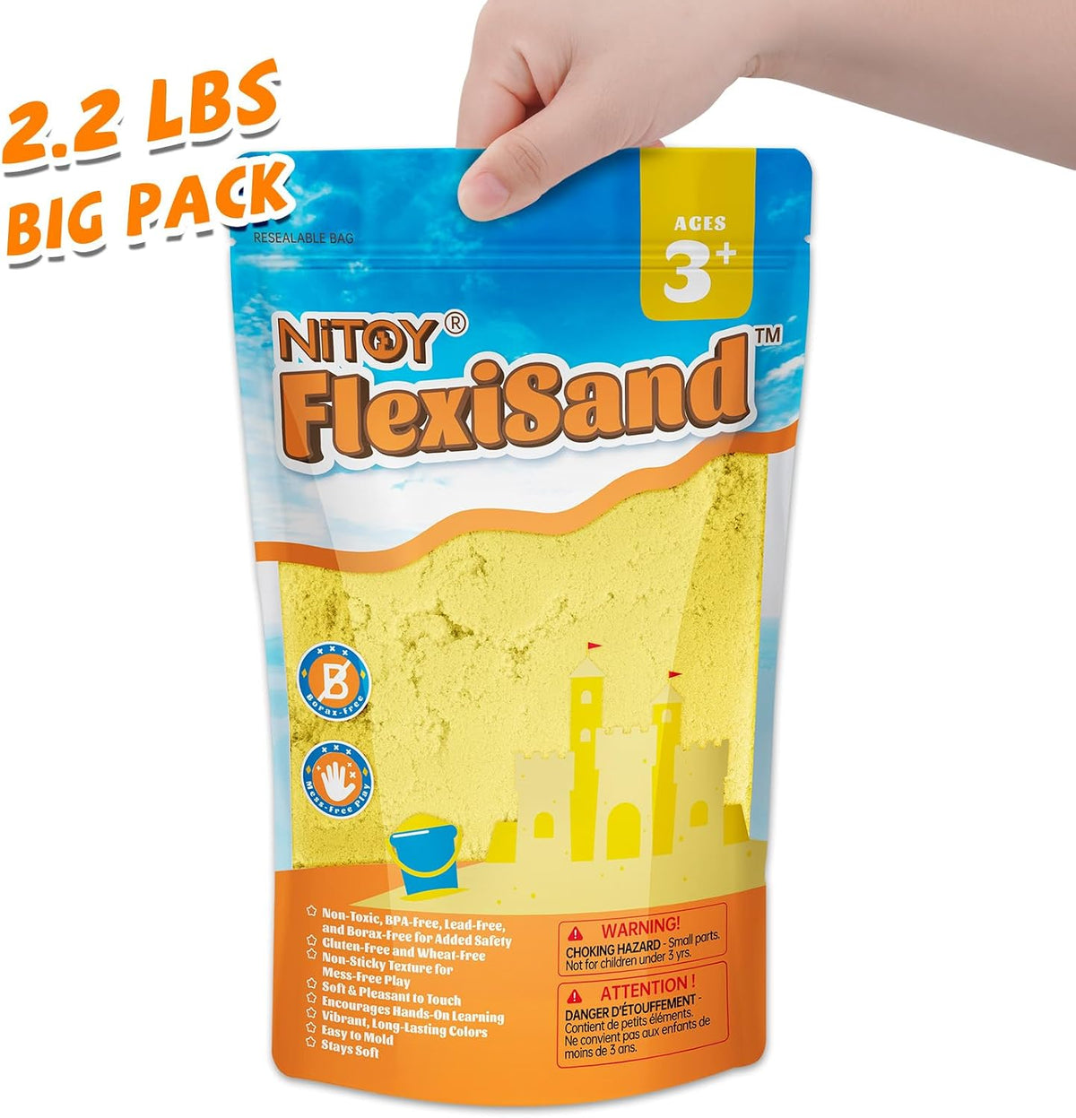NiToy FlexiSand Toy Sand 2.2Lbs Moldable Sensory Sand for Kids - Yellow - image 4
