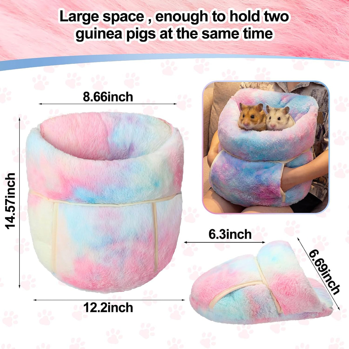 2 Pcs Guinea Pig Fleece Hideouts, Blue, Khaki, Star – Daily Care for Small Pets - Gradient Colors / Blending - image 2