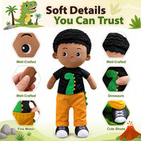 OUOZZZ Soft Baby Doll 12.6" Yellow Bee Dress Snuggle Buddy Doll – Fun for Kids & Family - D-aiden01 Dinosaur - image 3