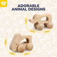 TOY Life Wooden Toys Cars, Montessori Baby Toys 6-12 Months - Animal Set - image 3