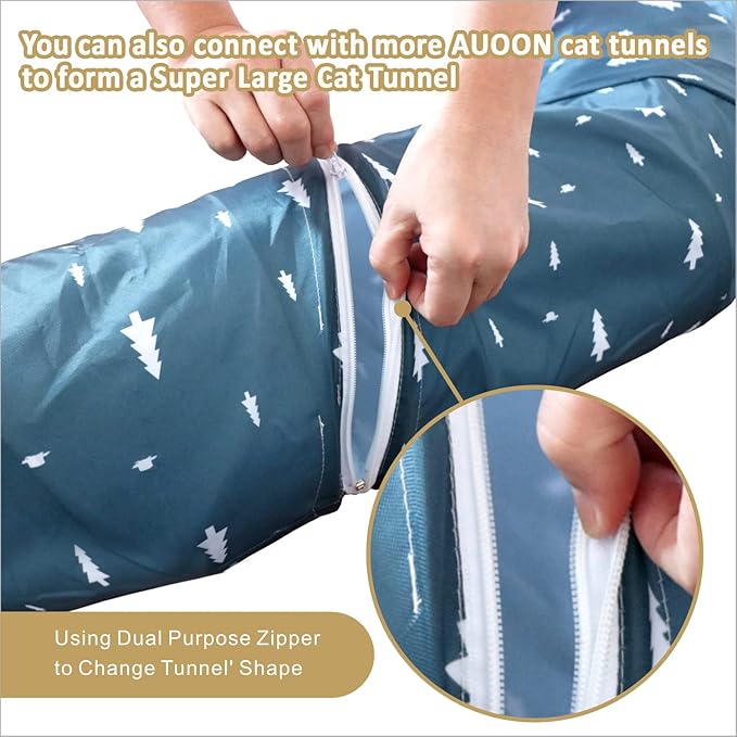 AUOON Cute Cat Donut Tunnel - Round Cat Tunnel Bed with Washable Cushion Interactive Cat Toy for Indoor Cats Kitten Kitty Puppy Rabbit Ferret (Pink)