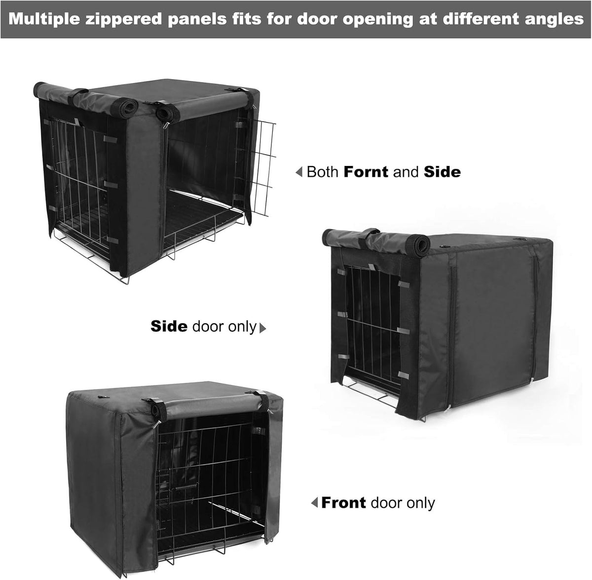 Dog Crate Cover, Double Door Breathable Crate Cover, Black - 42.0"L x 28.0"W x 30.0"H - image 2