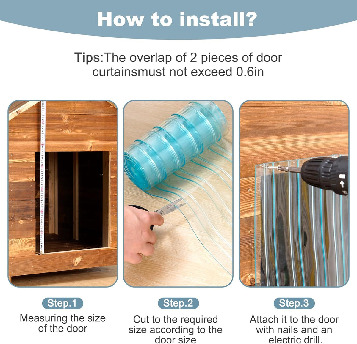 Uross Dog Door Replacement Flaps 5.9 FT x 7.9 in Ruff Weather DIY Cat - 1 / 5.3FT (L) x 15.7 IN (W) - image 3