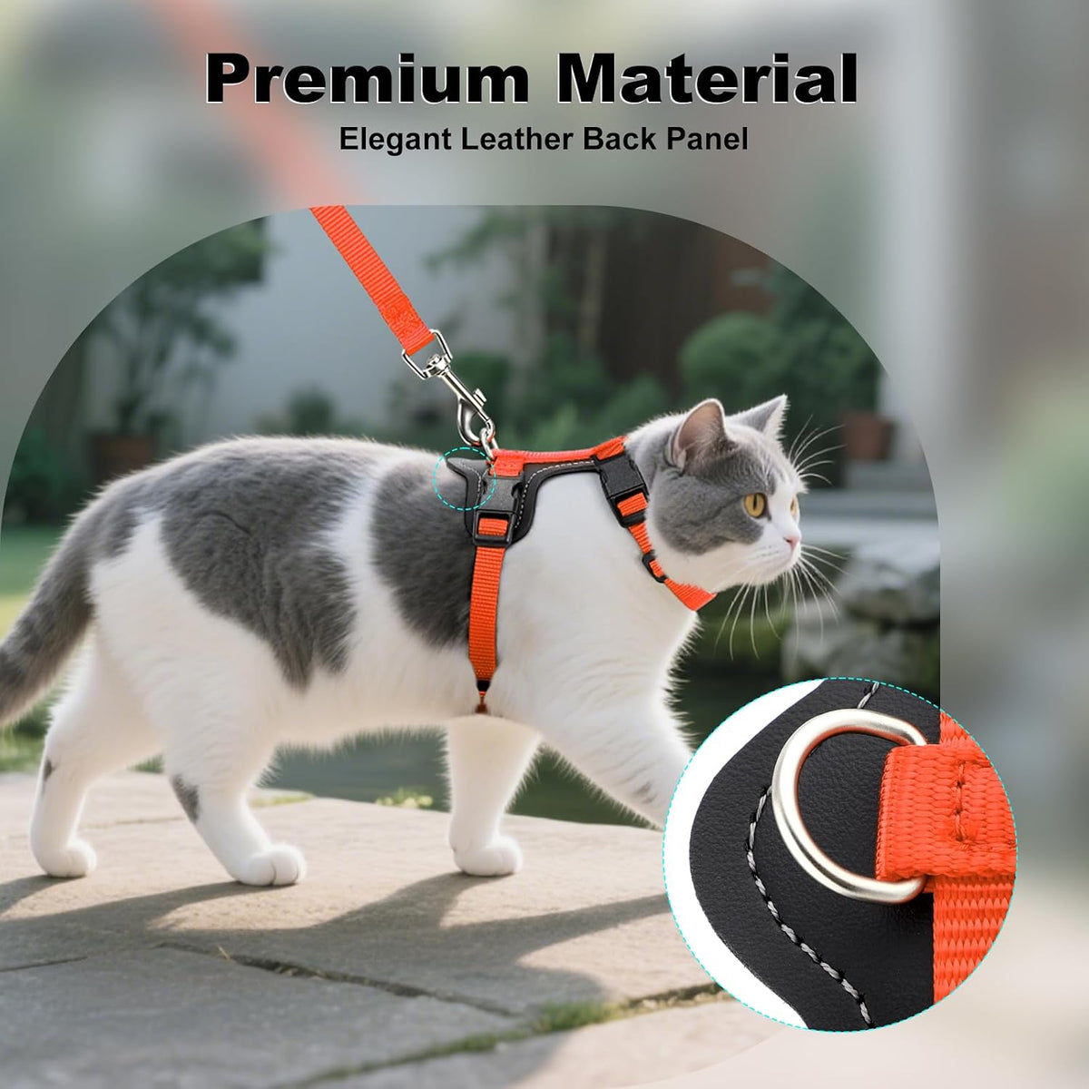 Plutus Pet Adjustable Cat Harness and Leash Set - Orange - image 3