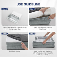 FURTIME Orthopedic Dog Bed for Medium Dogs - Washable Dog Sofa Beds Medium, Supportive Foam Pet Couch Bed with Removable Washable Cover, Waterproof Lining and Nonskid Bottom, Light Grey