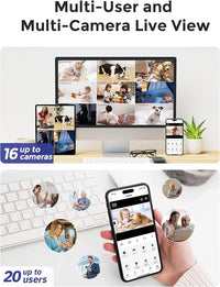 Hugolog 3K 5MP Indoor Pan/Tilt Security Camera with Auto-Focus,2.4 GHZ/5 GHZ,Ideal for Baby Monitor/Pet Camera,Starlight Color Night Vision,Human/Pet AI,Two-Way Audio,US Cloud,Compatible with Alexa