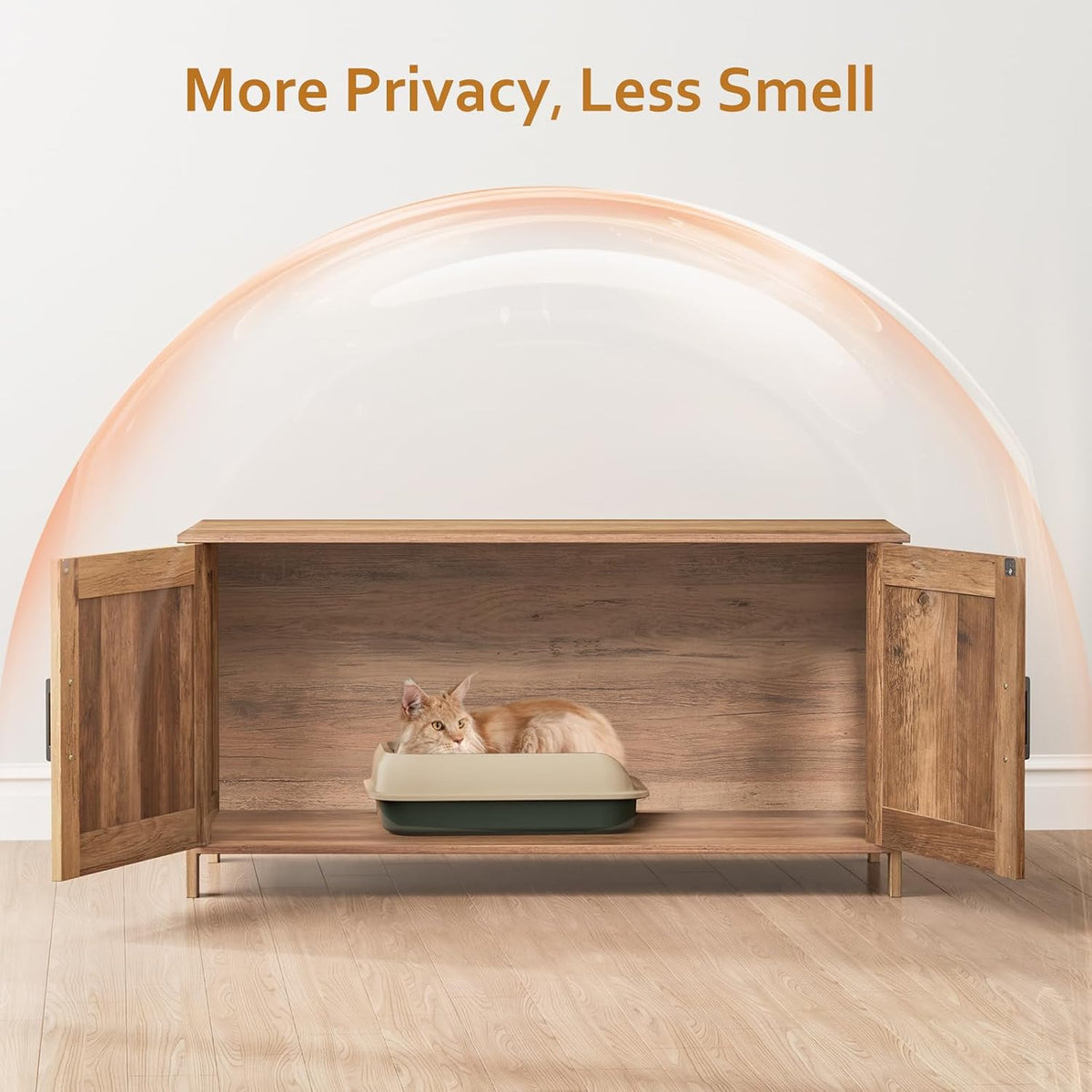 31.5" L Cat Litter Box Enclosure with Barn Door - 39.4"L / Rustic Walnut - image 2