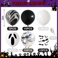 Froova black and white Halloween balloons with ghost and bat prints and bat stickers - view 26