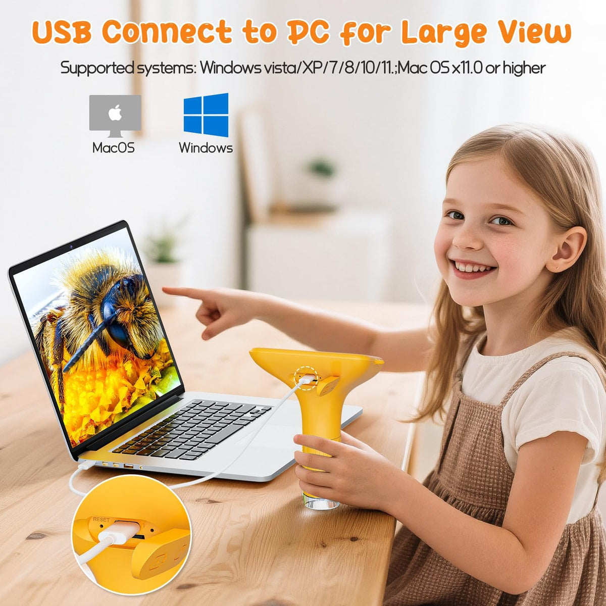 SKYBASIC Digital Microscope for Kids - 3"-Yellow - image 4