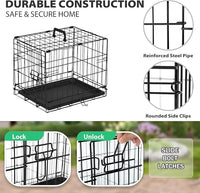 BestPet | Dog Crate | 18" | Black | Foldable Metal Kennel with Double Doors, Secure Slide-Bolt Latches, Leakproof Tray | Portable Dog Cage for Small Breeds | for Travel, Indoor & Outdoor Use