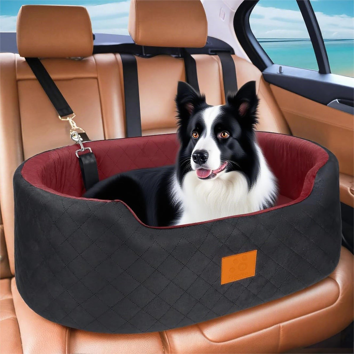 Dog Car Seat for Medium Dogs Up to 50 lbs - Black/Red