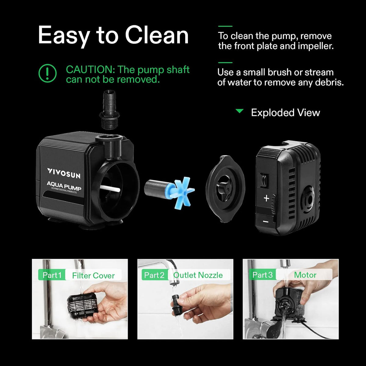 VIVOSUN 210GPH Submersible Fountain Water Pump for Pond - 5"×3"-130 (Pack of 2) - image 4