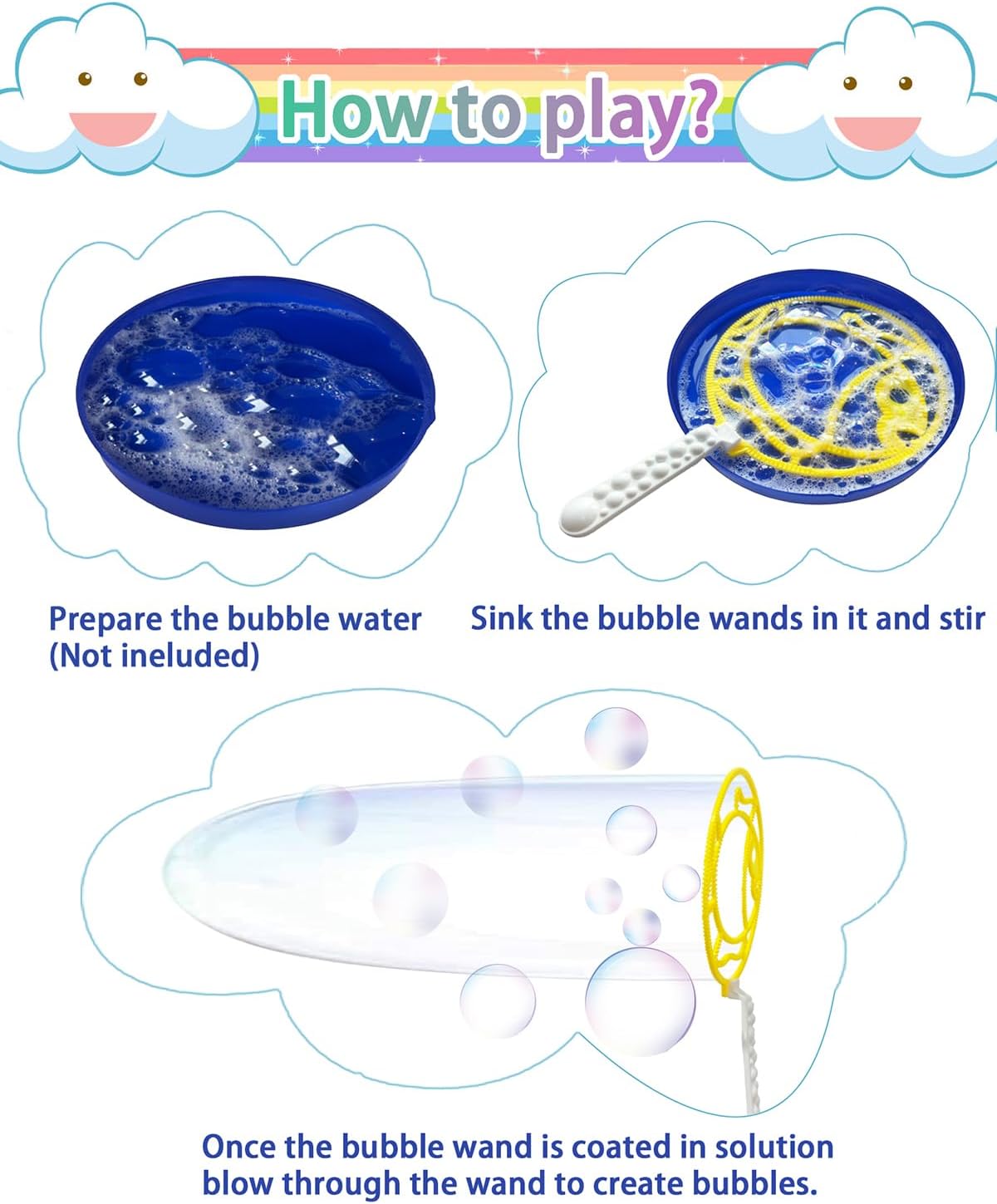 Unistylar giant bubble wands set, 22 pieces with double-handled rope wands and bubble trays - view 8