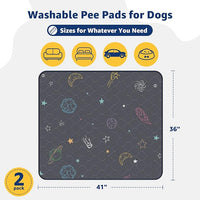 LOOBANI Pee Pads for Dogs Washable: Reusable Dog Pee Pads for Medium Pet, 2 Pack Waterproof Puppy Whelping Pads 36" x 41", Non-Slip Potty Training Mat for Dog Playpen, Floor, Cage, Sofa, Crate, Grey