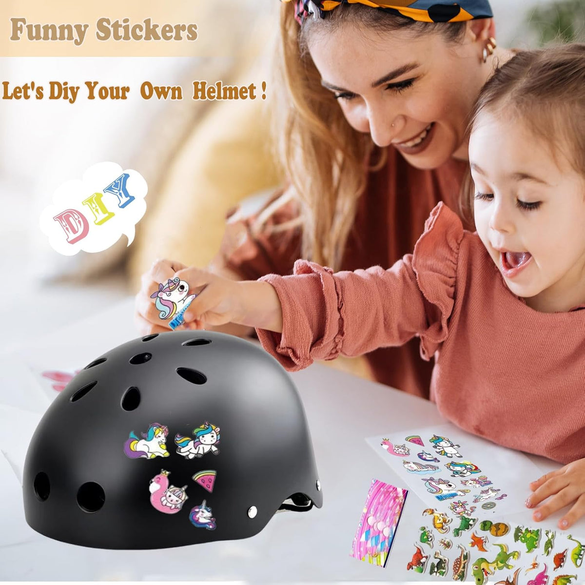 FOOKCIAN Kids Helmet,Toddler Skateboard Helmets for Ages 2-3-5-8-14 Years Boys Girls with Knee - black / Medium: 20.47"-22.83" / 8-14 year - image 2