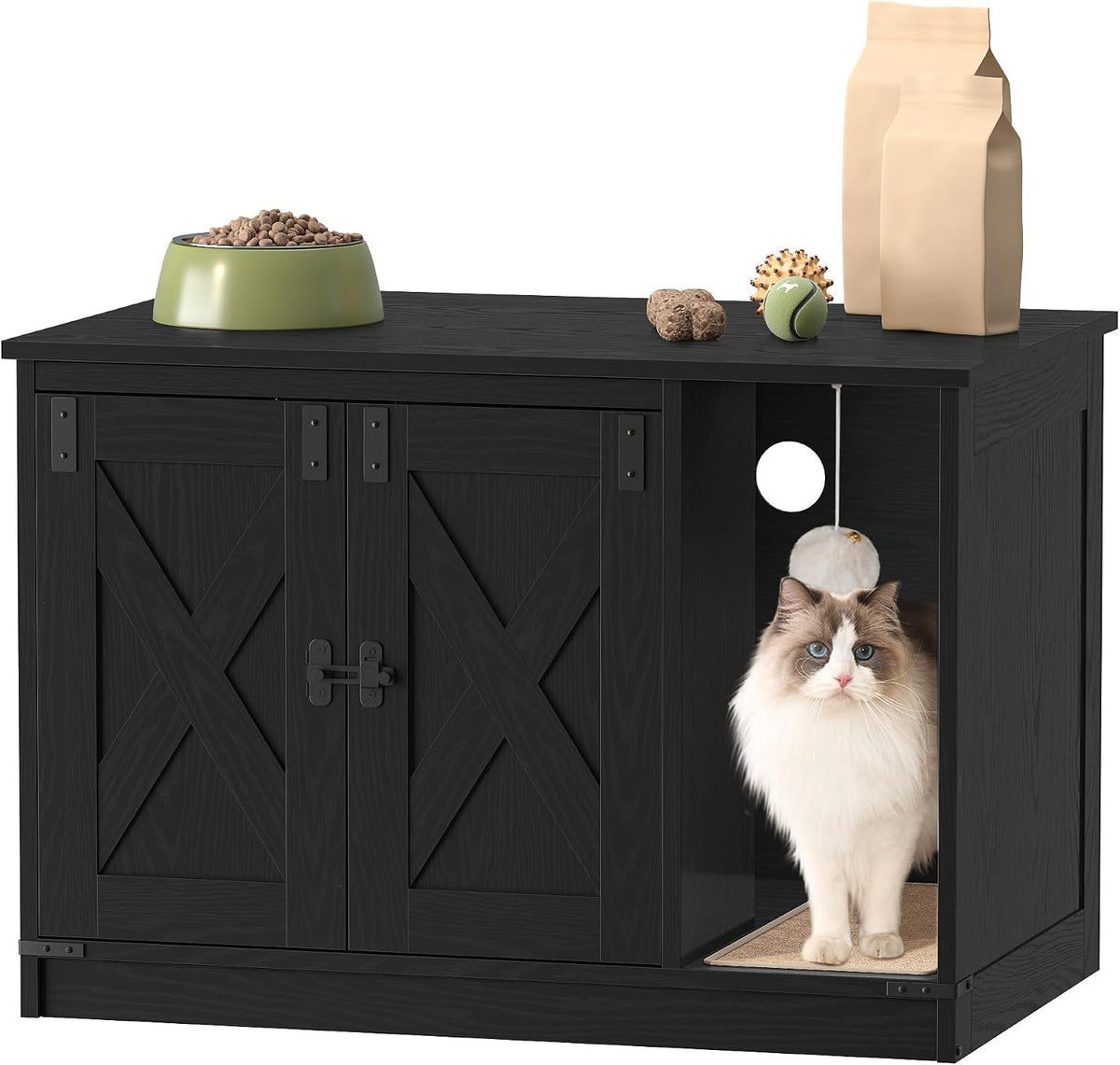 Hzuaneri Cat Litter Box Enclosure - 31.5"L x 19.7"W x 20.9"H / Black