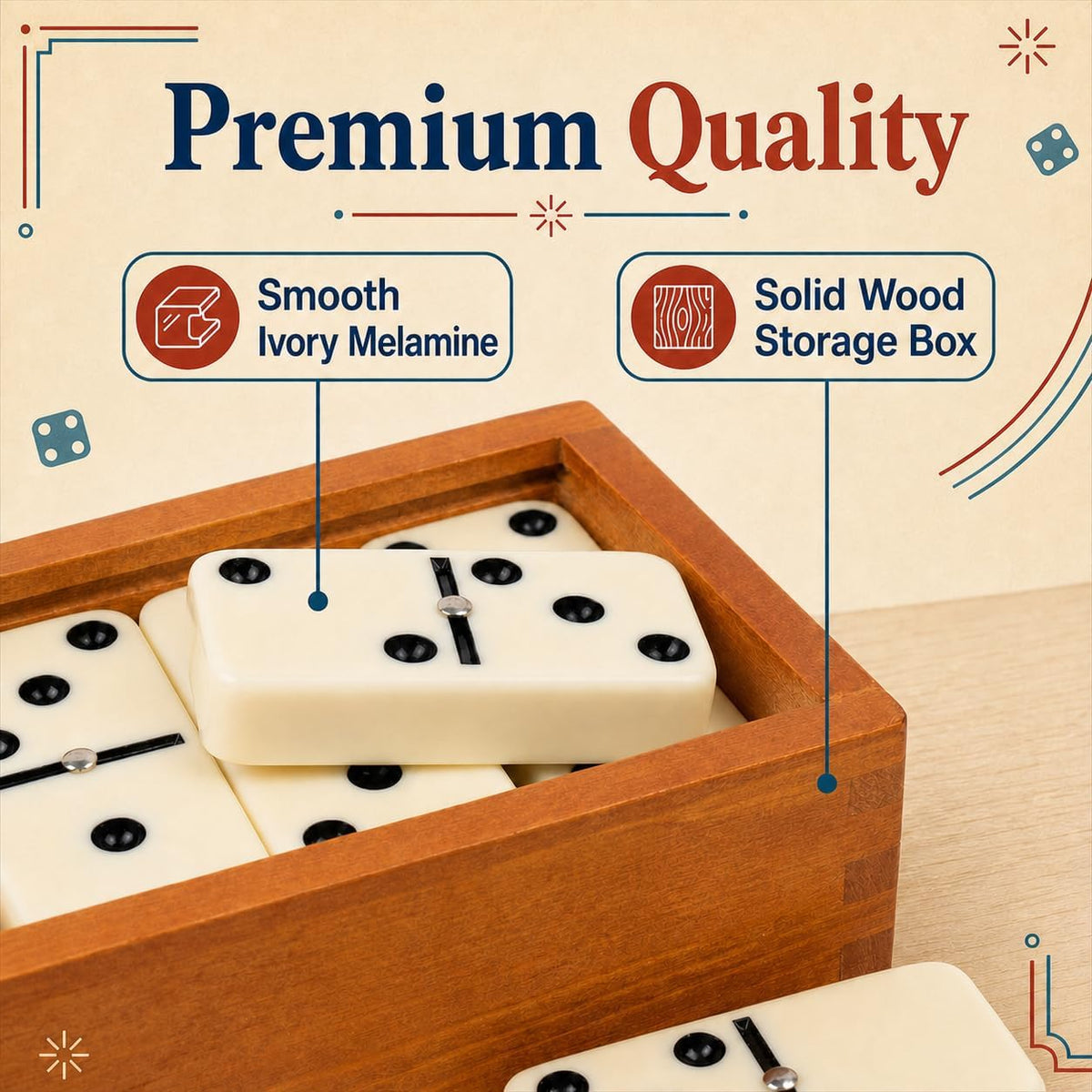 Smilejoy Double Six Dominoes Set for Adults - Jumbo Size - image 3