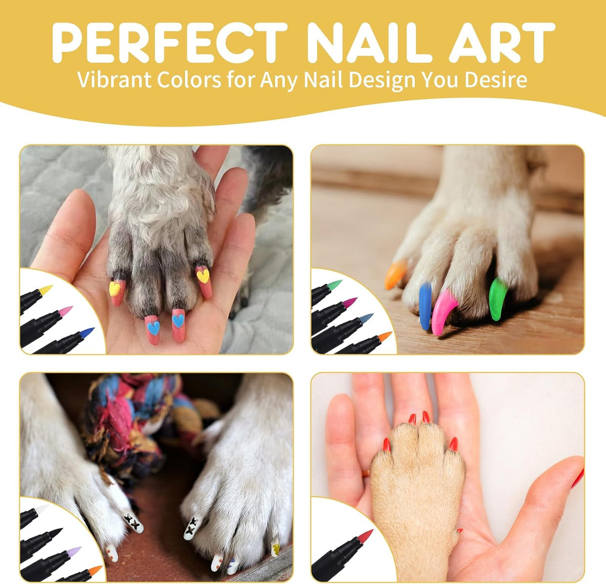 9 Colors Dog Nail Polish Pens Quick Dry, Dog Safe Nail Polish - 0 Fl Oz (Pack of 12) - image 4