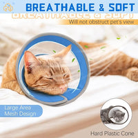 Breathable Air Mesh Cat Cone Collar Soft to Stop Licking, Adjustable, Foldable Lightweight Kitten Cones After Surgery Recovery for Cats & Kittens (Blue, S)