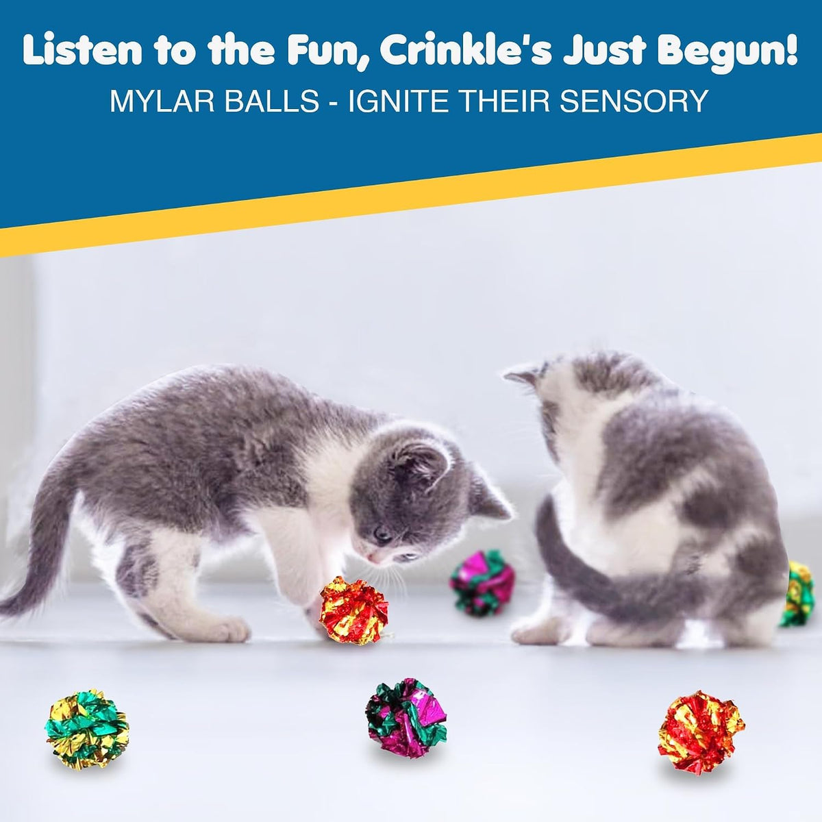SunGrow Cat Crinkle Balls - Multicolor, 6 Pieces - image 4