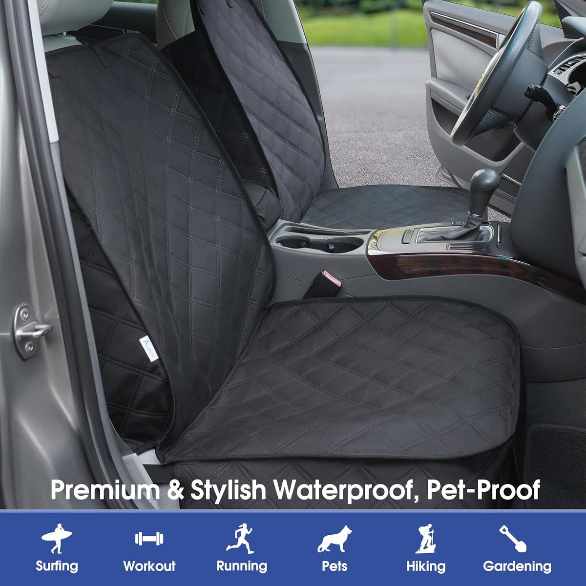 Front Seat Cover for Dogs with Side Flaps - 1_Pack / Black - image 2