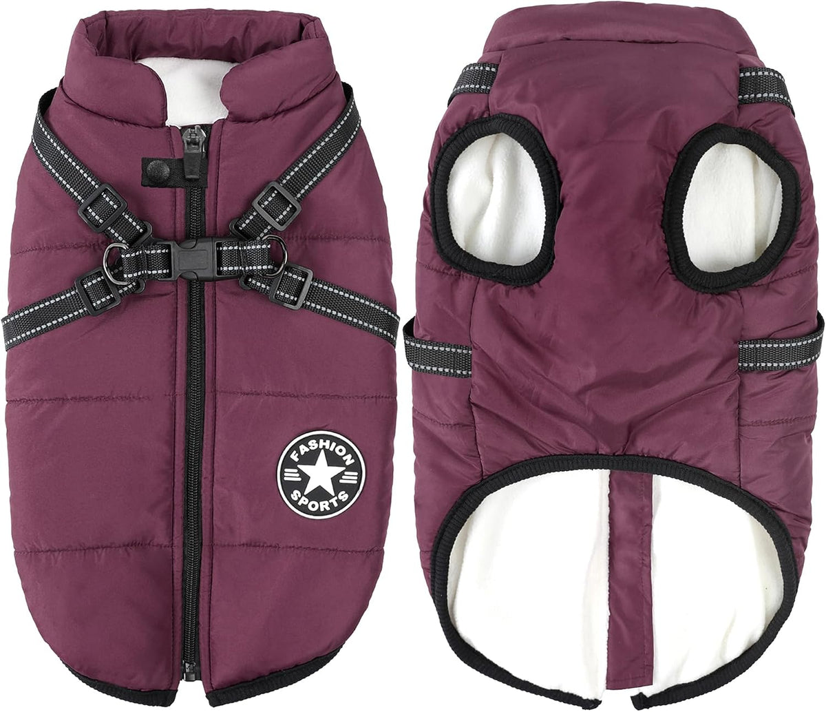 Aiboria Dog Jackets Coat for Winter Windproof Waterproof Skiing Dog - Violet / Large