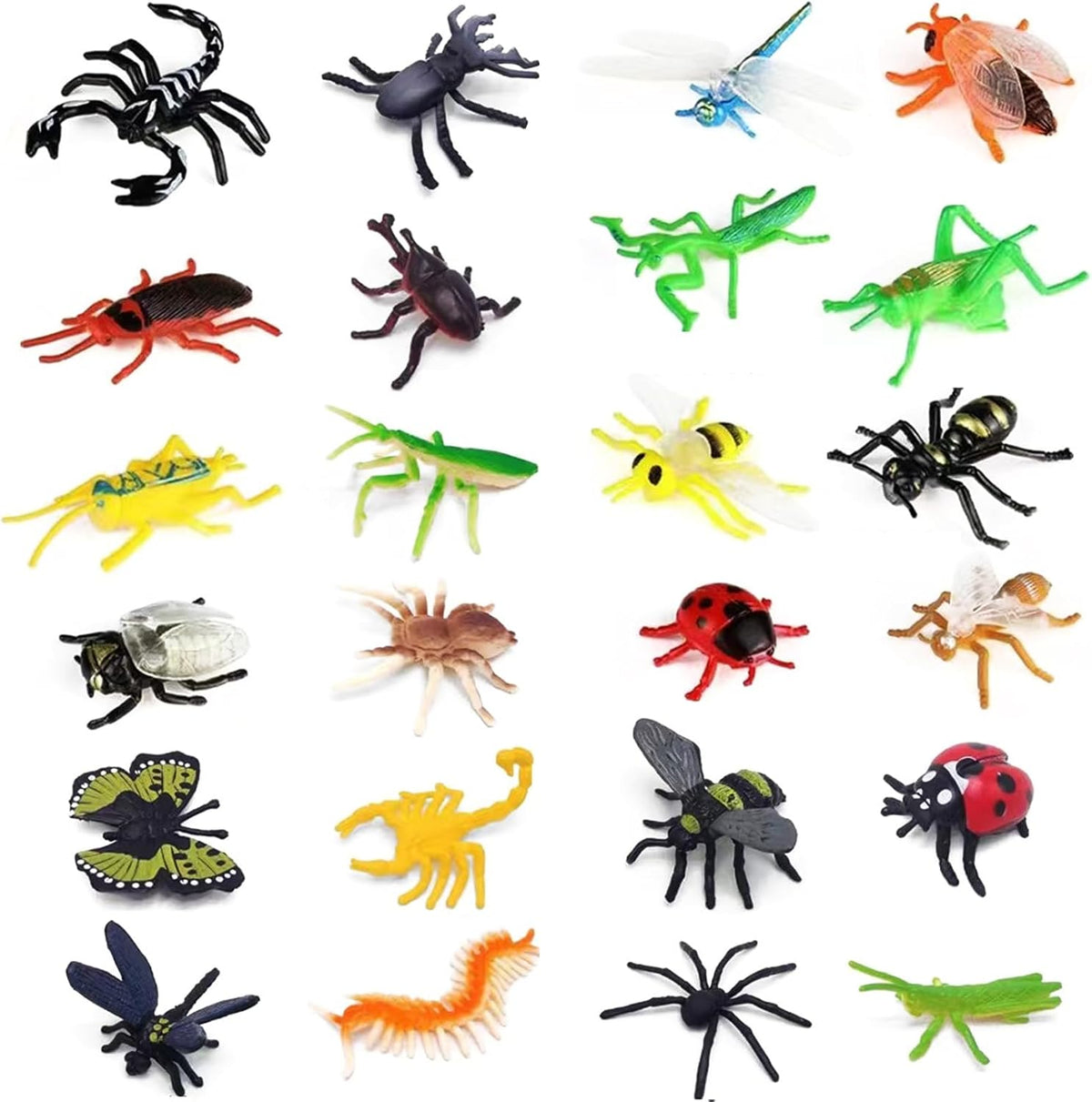 YOOHUA 24 realistic fake plastic bugs and insects in bright colors
