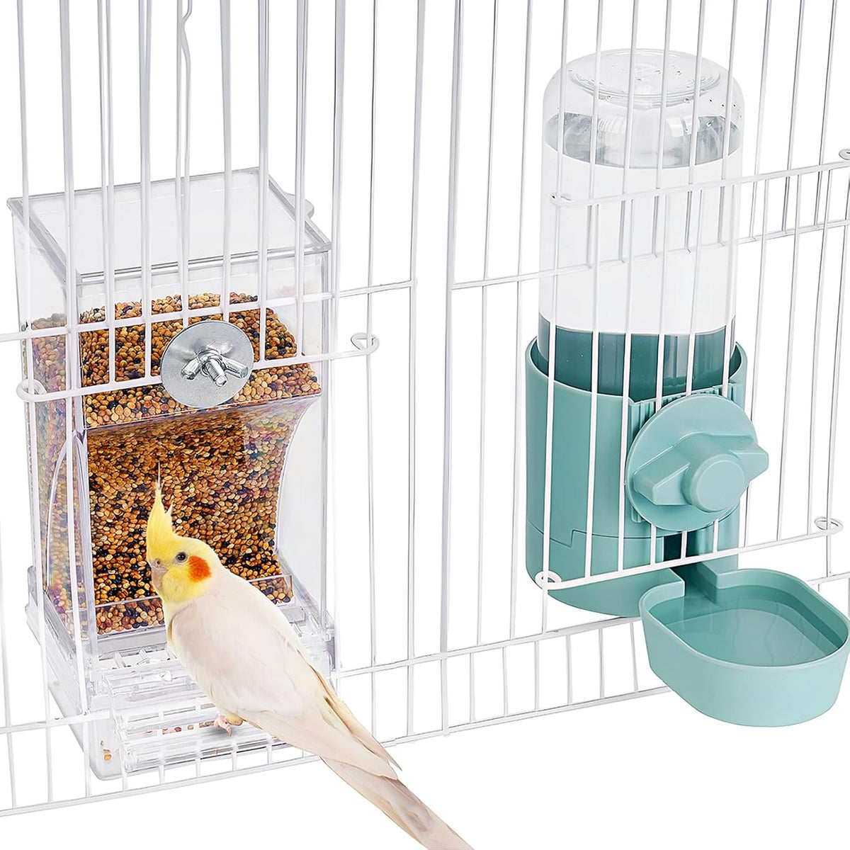 lemtrflo No Mess Bird Feeder Water Dispenser Set - blue
