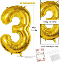 40 Inch Gold Number 1 Balloon - Gold Balloon / 40 Inch Number 30 - image 3