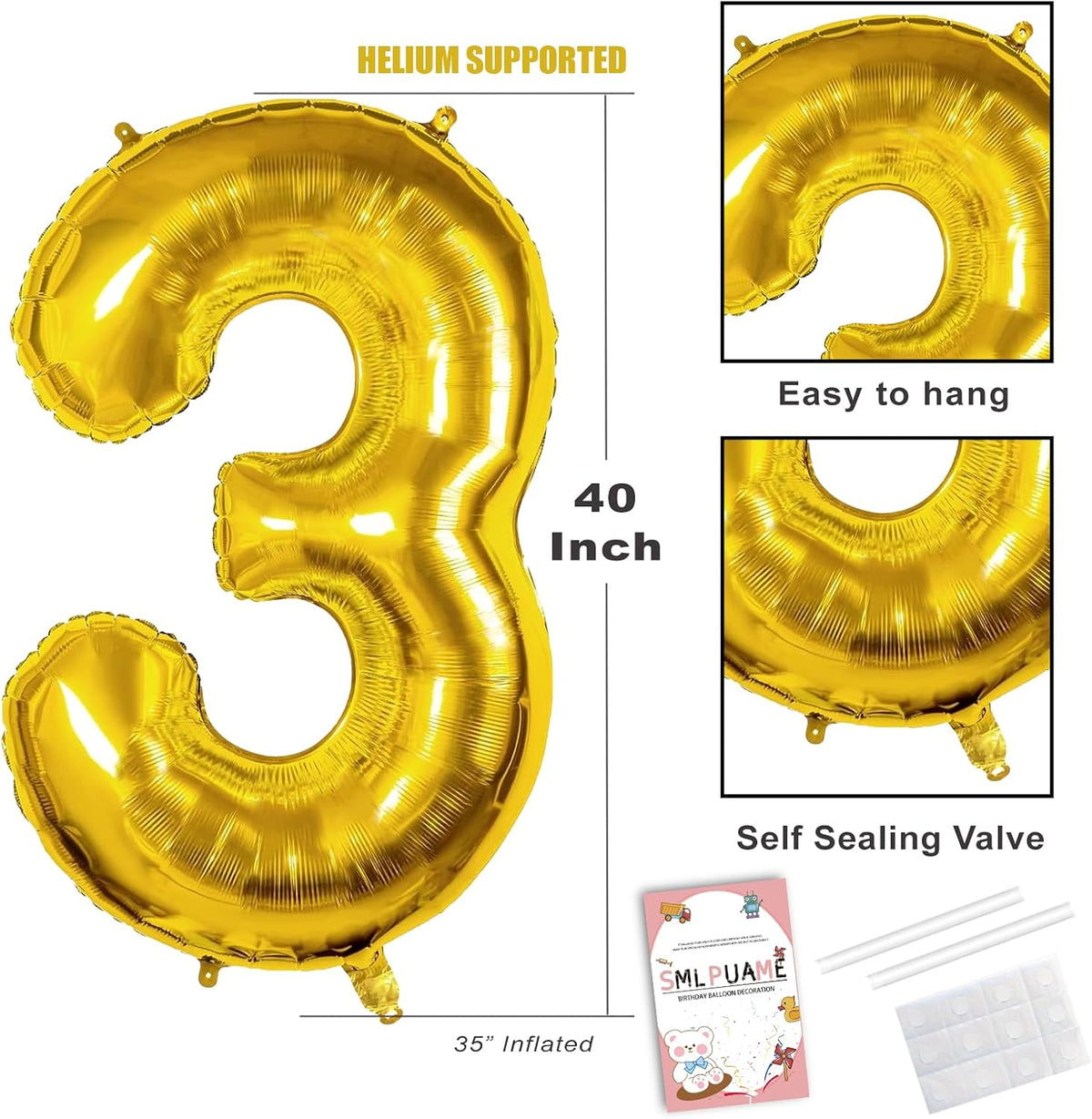 40 Inch Gold Number 1 Balloon - Gold Balloon / 40 Inch Number 30 - image 3