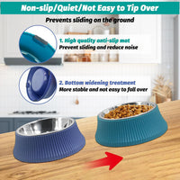 2PCS Stainless Steel Dog Bowls Set Removable Puppy Food and Water - 2 PCS / Roman Column (Blue, Green) - image 4