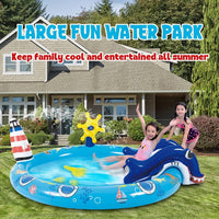 LUKBERA inflatable animal kids pool with slide, sprinkler arch and toy animals - view 5