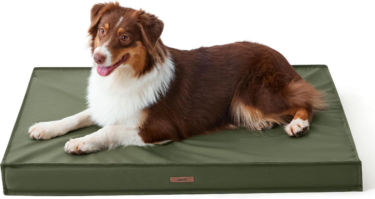 LE SURE Outdoor Waterproof Dog Beds Large Sized - 30"L x 20"W x 3"Th / Olive Green