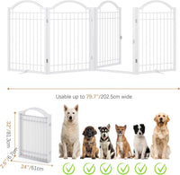 BHG Metal No-Assembly Freestanding Dog Gate with Door Walk Through - White / 4 panels - image 3
