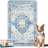 Washable Pee Pads for Dogs, Non-Slip Potty Pads - Blue Medallion / 60"x48" (Pack of 2)