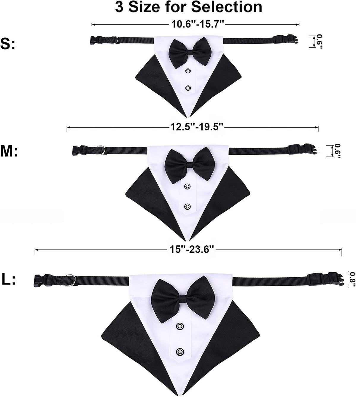 ADOGGYGO Dog Tuxedo Collar, Wedding Dog Bow Tie - Medium / Black&White - image 3