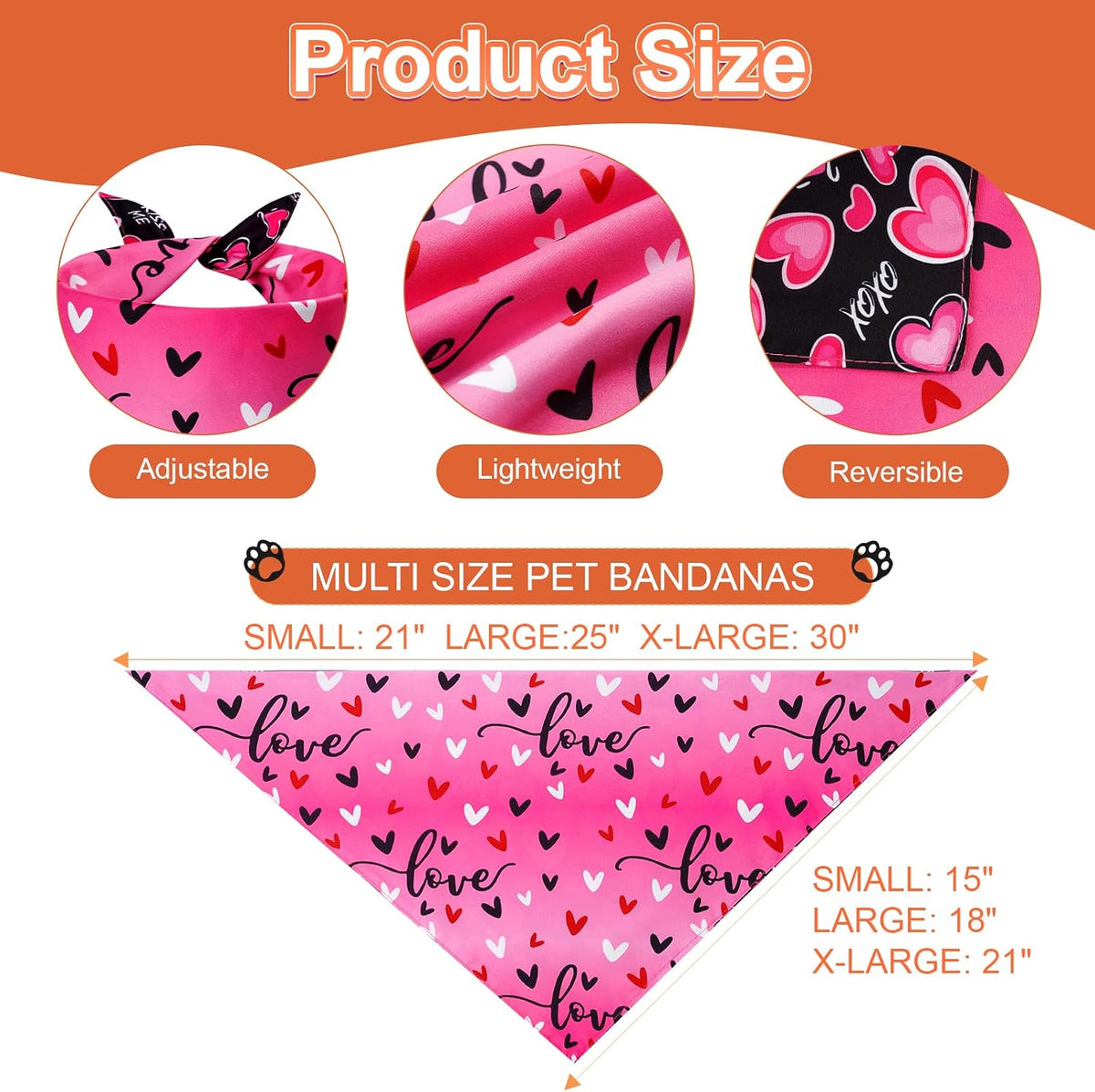 Fall Dog Bandanas Large 3PCS - red pink black / Small - image 3