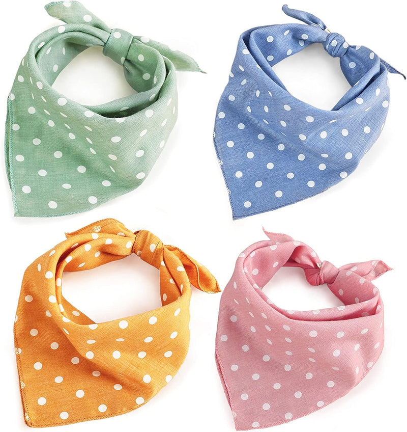 4PCS Spring Dog Bandanas Cat Birthday Cute Soft Cotton Puppy Scarfs - Polka Dot