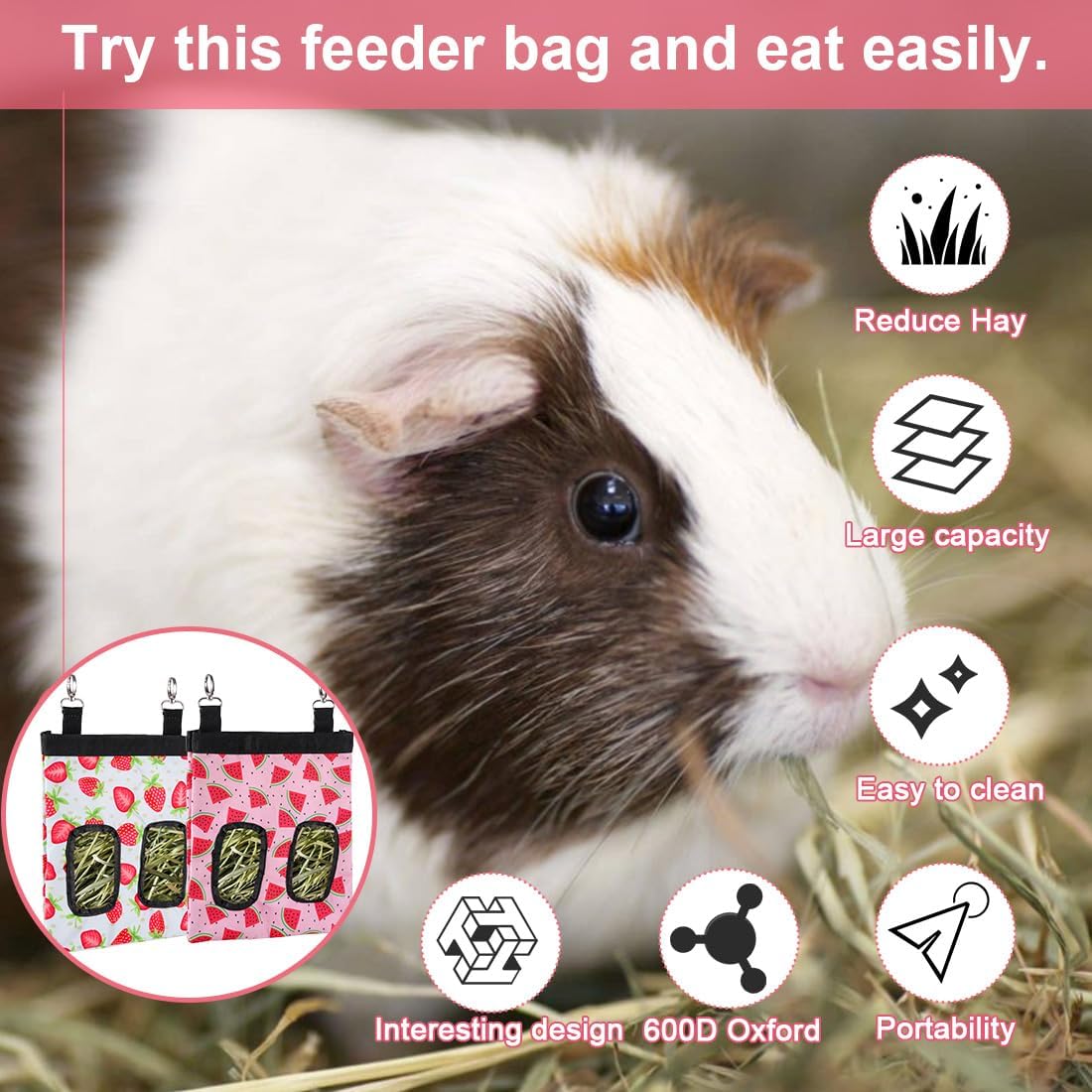 DZWLKJ 2 Pack Hay Feeders, Guinea Pig Rabbit Hay Feeder - (Watermelon+Strawberry) 2pack / M -11"x 9"x 1" - image 2