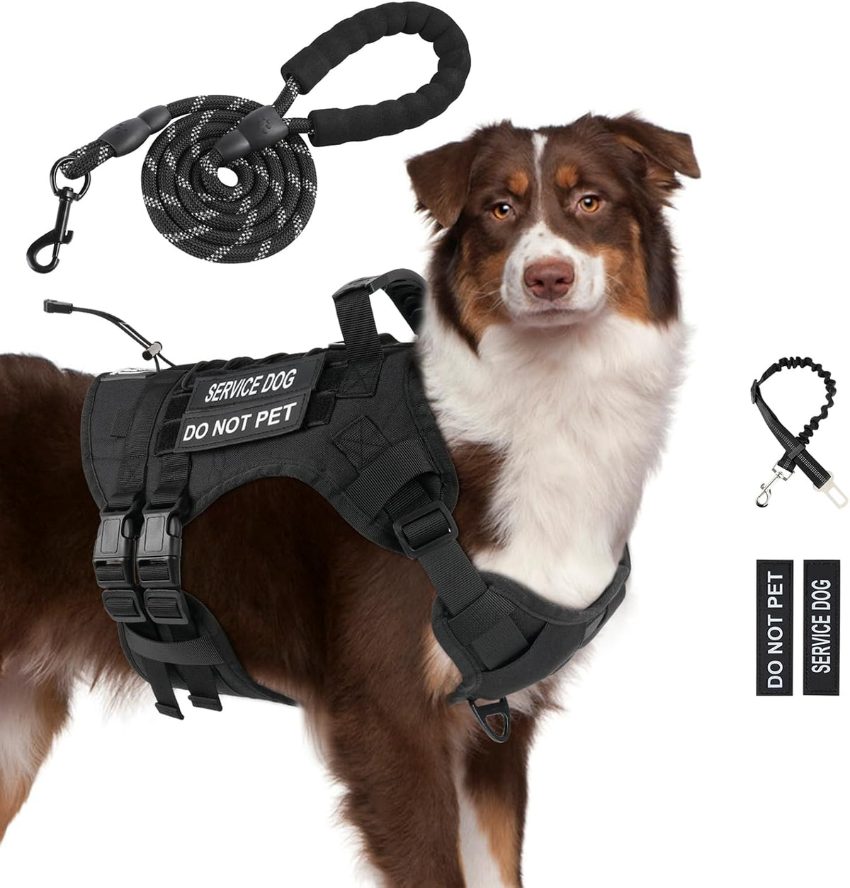No Pull Tactical Dog Harness Medium Sized Dog, Service Dog Vest - X-Large(Chest:28.3-47.2",Neck:22.8-30.7") / Black