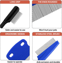 5 Pieces Dog Eye Combs Tear Stain Remover Combs Pet Grooming Comb - Blue - image 3